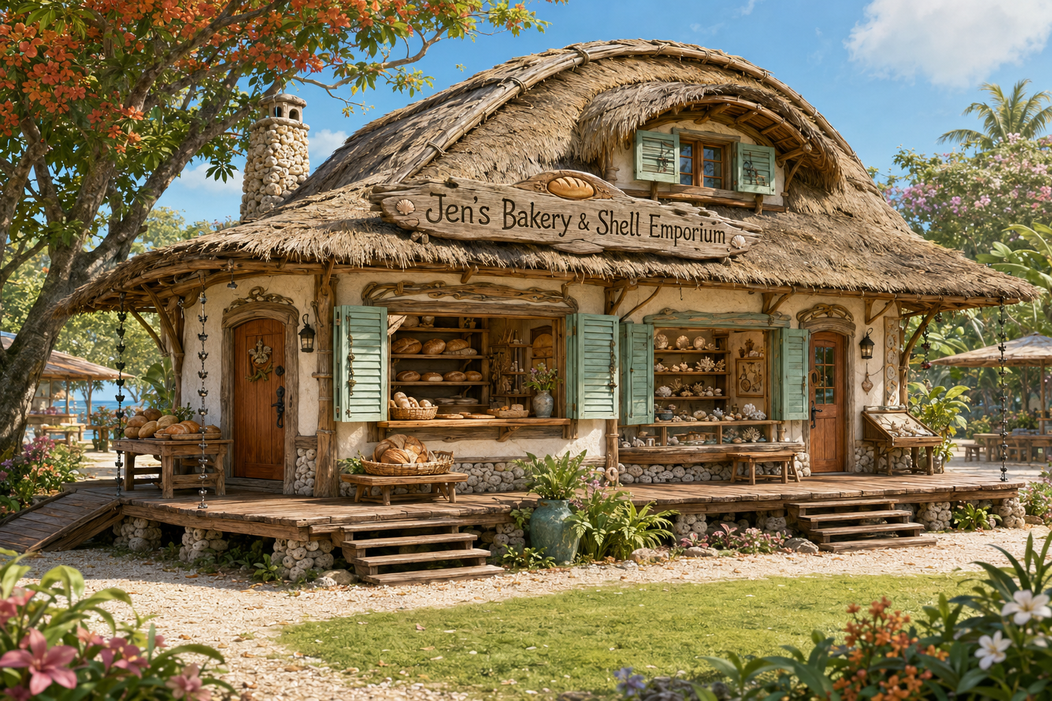 Jen’s Bakery & Shell Emporium — original GOLD reference illustration